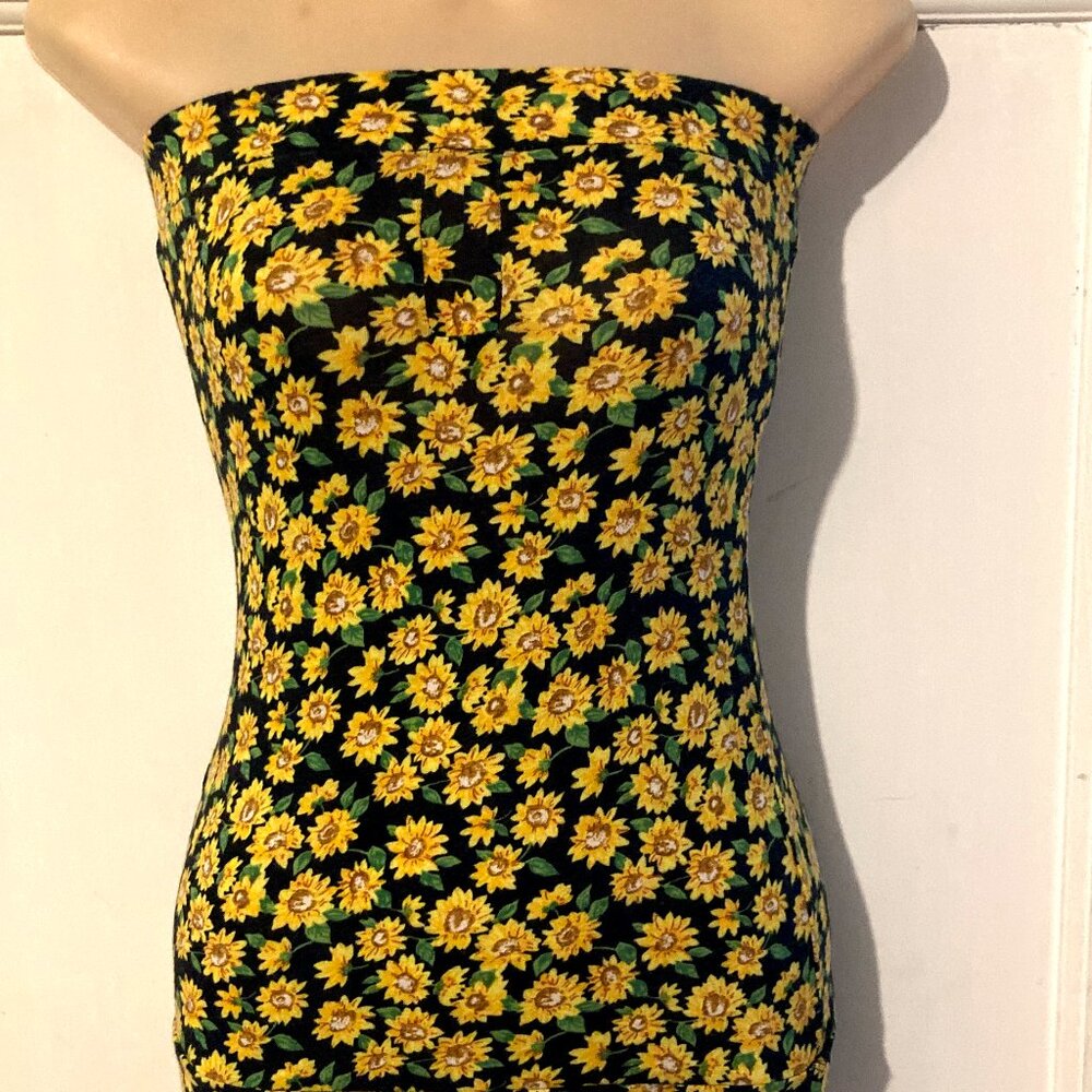 DIVA Women's Vibrant STRETCH Sunflowers Strapless Top ~ Sz S